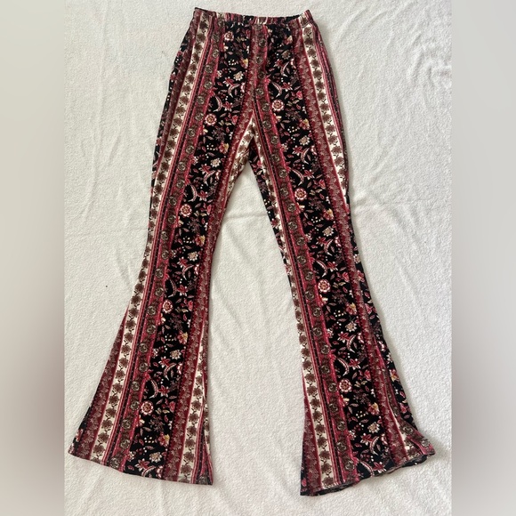 Trendy Flared Pants Bundle - Red, Black, Floral - Picture 4 of 5